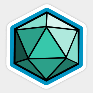 D20 Polyhedral Dice - Aqua Sticker